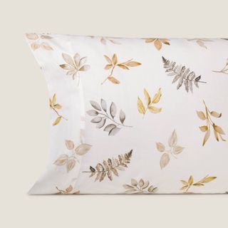 Funda De Almohada De Algodón Percal 180 Hilos Con Estampado De Hojas Folo Marron 50x75 cm