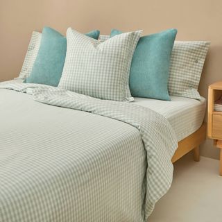 Funda Nórdica De Algodón 180 Hilos Cuadros Vichy Kimcua Agua Marina cama 150-160cm