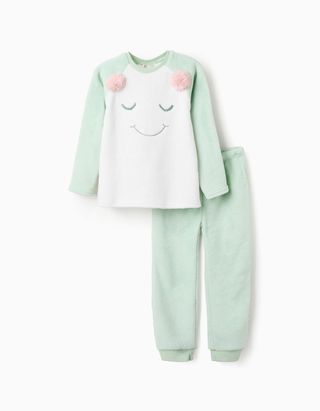 Pijama de peluche 'Monstros das Emoções' para menina, verde/branco, Tamanho 4/5
