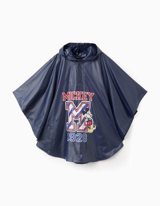 Poncho impermeável Mickey com capuz para bebé e menino, azul-escuro, Tamanho XS-12/24M