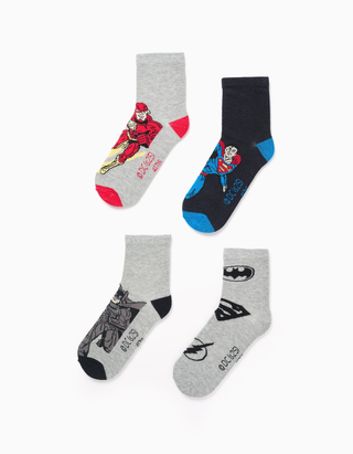 Pack de 4 Pares de Meias para Menino 'Super-Heróis', Multicolor, Tamanho 23/26