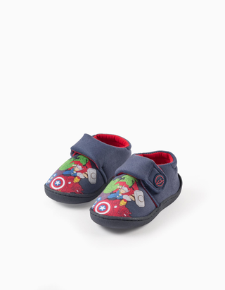 Pantufas de veludo com os Vingadores para menino, azul/vermelho, Tamanho 27