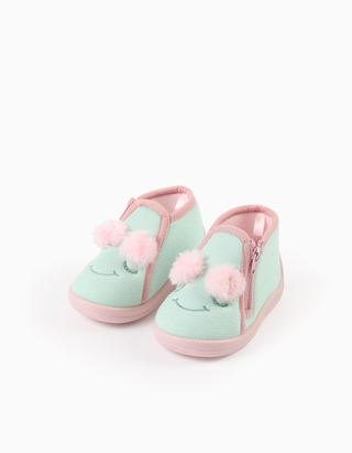 Pantufas com bordado Monstros das Emoções para bebé menina, verde/rosa, Tamanho 23