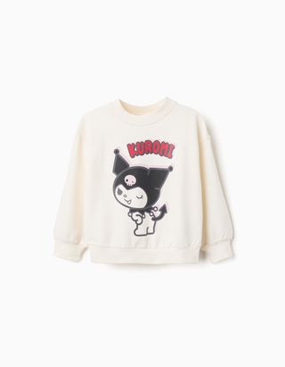 Sweat de Algodão com Estampado Kuromi para Menina, Branco, Tamanho 7/8