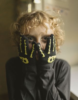 Luvas Brilha no Escuro para Criança 'Halloween', Preto, Tamanho 3-5Y