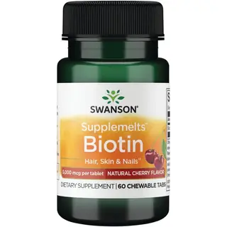Swanson - Biotin 5mg cherry flavor(60აბი)