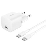 Cargador de pared Belkin BoostCharge USB-C Power Delivery 25W + Cable USB-C Blanco