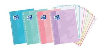 Cuaderno European Oxford Espiral A4+ 150Hojas 5X5 Tapa Encuadernada 10 Colores pastel - Varios modelos