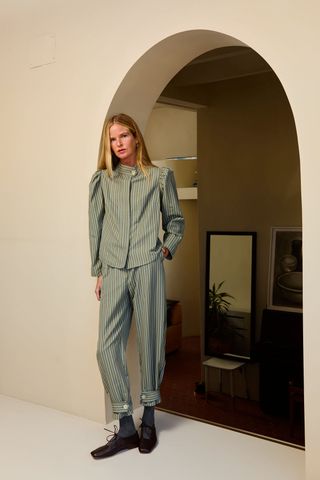 Pantalón Reflejo Rayas Verde S