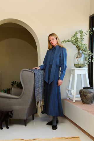 Falda Suspiro Cuadros Azul L