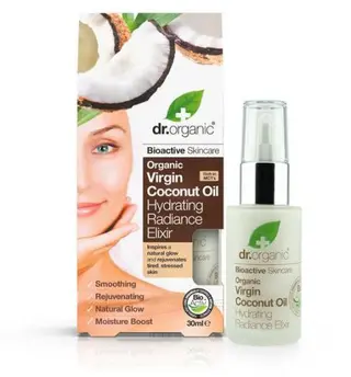 Dr.Organic პირველი დაწურვის ქოქოსის ზეთის შრატი ,,დატენიანება და ბზინვარება"