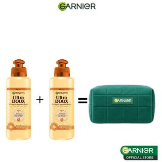 Offre Garnier Ultra Doux Trésor de Miel : Lot de 2 Soin Sans Rinçage 200Ml + Trousse