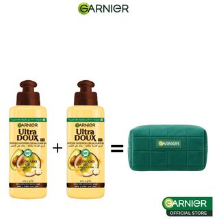 Offre Garnier Ultra Doux Avocat : Lot de 2 Soin Sans Rinçage 200Ml + Trousse