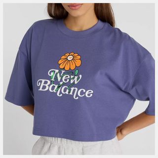 Athletics Flower Oversized Cropped T-Shirt L