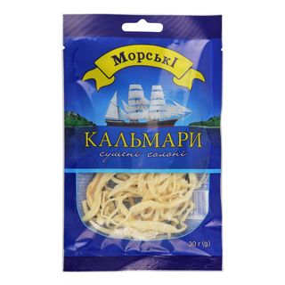 Кальмари Морські сушені солоні 30г
