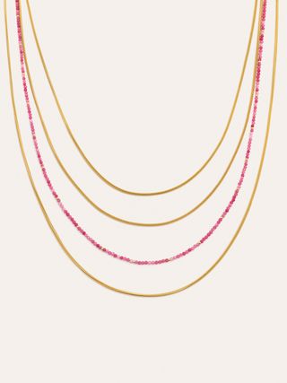 Collar Cleopatra Pink Acero Baño Oro