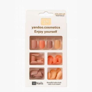 Yandoo Cosmetics – Kit de 96 Faux Ongles Ronds – Tons Nude et Pêche Naturels