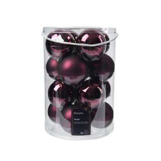 საახალწლო ნაძვის ხის სათამაშო ბურთი მინის მუქი იასამნისფერი პრიალა/მატი 8 სმ  Kaemingk-408894 (ერთი ცალის ფასი)