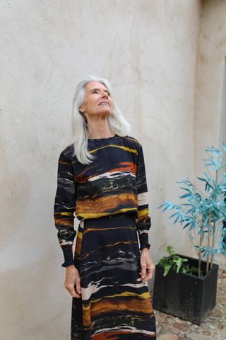 Gathered Blouse Marble M