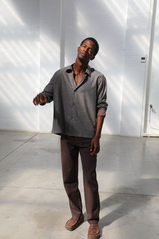 Stripes Modern Shirt Brown & Grey L