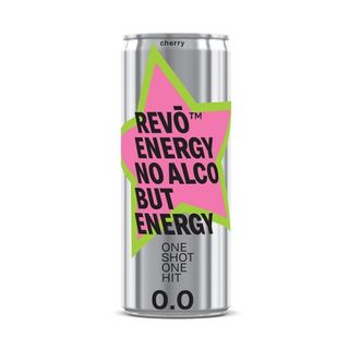 Напій 250 мл Revo вишня безалкогольний енергетичний сильногазований ж/б