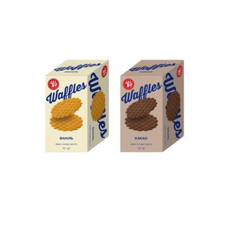 Вафлі 85 г Waffles Ваніль та Какао пшеничні солодкі к/уп