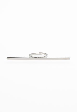 Anillo Barra Largo Plateado