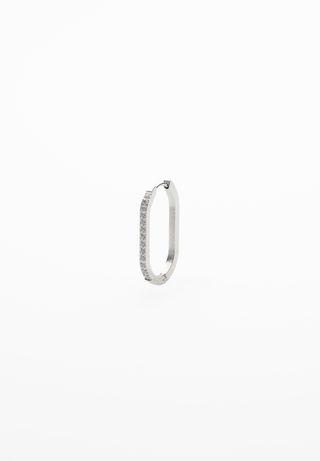 Pendiente Ovalado Circon 43mm (Unidad) - Plateado