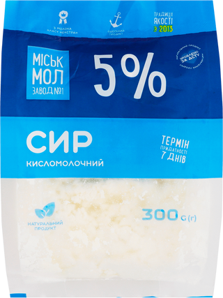 Сир Міськмолзавод №1 кисломолочний 5% 300 г