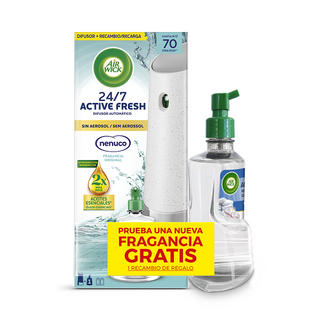 Air Wick Active Fresh Ambientador Aparato con Nenuco + Recambio Gratis Ropa Limpia Flor 1u