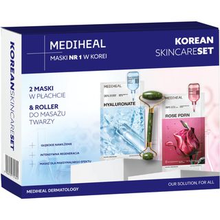 Mediheal zestaw: Maski Kwas hialuronowy + Róża, 2szt. + Roller