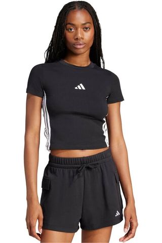 Adidas essentials 3 stripes slim camiseta manga corta mujer Negro XL 1001045022