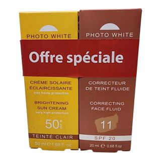 Pack M&D PHOTO WHITE PACK CREME SOLAIRE ECLAIRCISSANTE TEINTE CLAIR SPF50+ 50ML + CORRECTEUR DE TEINT FLUIDE SPF20+ 20ML