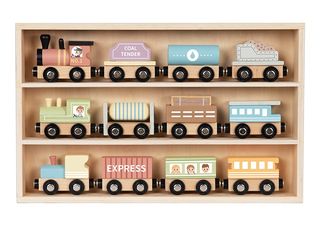 ხის მატარებლის ნაკრები — Montessori სცენური სათამაშო