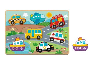ტრანსპორტის ჩასაწყობი პაზლი – ხის საგანმანათლებლო სათამაშო