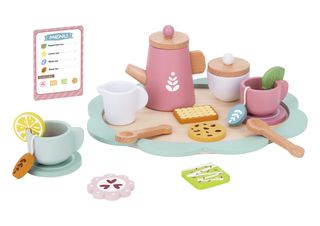 შუადღის ჩაის ნაკრები — ხის როლური სათამაშო კომპლექტი