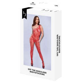 Lenjerie - Baci – Off The Shoulder Bodystocking Red (One Size)