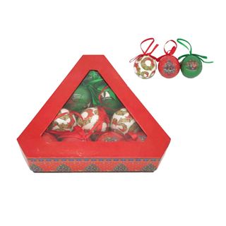 Božićne kuglice, 4.5 cm, 10 kom/pak, crvene-zelene-bijele