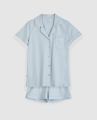 Pijama Mujer Camisero Azul Corto M