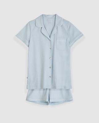 Pijama Mujer Camisero Azul Corto M