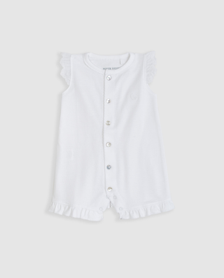 Pijama Bebé Tira Bordada Blanco Corto 9-12m