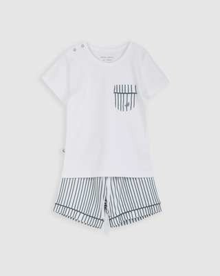 Pijama Kids Rayas Deep Blue Corto 6-8a