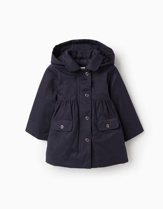 Parka Acolchoada Evasé com Capuz Amovível para Bebé Menina - Tamanho 12/18M