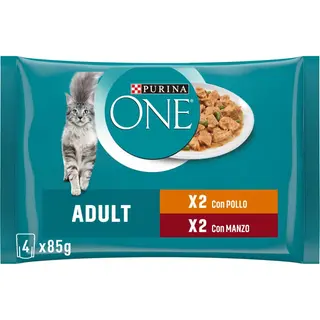 PURINA ONE Single Serve - Adult - Pollo e Manzo - 4x85g