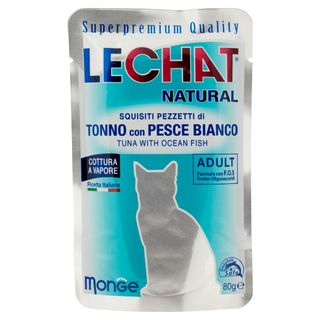 Monge LeChat Natural Pezzetti di Tonno con Pesce Bianco 80g