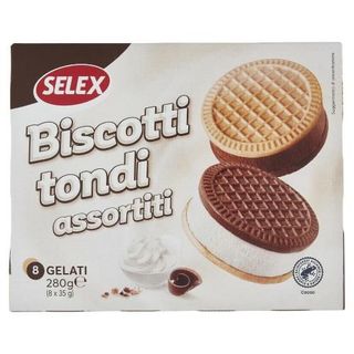 Selex 8 Biscotti Tondi Ripieni di Gelato Assortiti 280 g