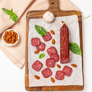 Ковбаса сирокопчена "Салямі Мигдальна" з м`яса птиці, 300г (55293)