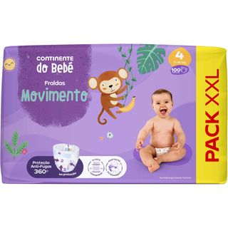 Box Fraldas Movimento 7-14kg T4 Continente do Bebé (emb. 100 un)