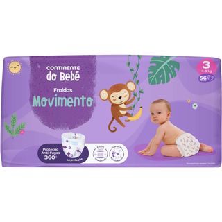 Fraldas Absorção 4-9kg T3 Continente do Bebé (emb. 56 un)