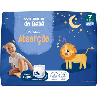 Fraldas Absorção 15-24kg T7 Continente do Bebé (emb. 36 un)